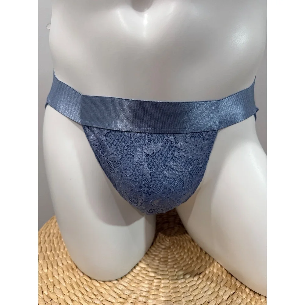 Cosabella Never Say Never Sports Brief Blue Diamond Lace Men's Size M NWT‎